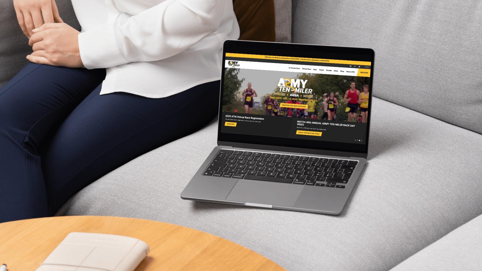 Laptop with Army Ten Miler Website